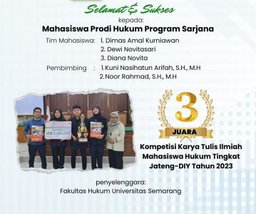 Mahasiswa Program Studi Hukum Universitas Muhammadiyah Gombong Juara Lomba Karya Tulis IlmiahTingkat Jateng – DIY